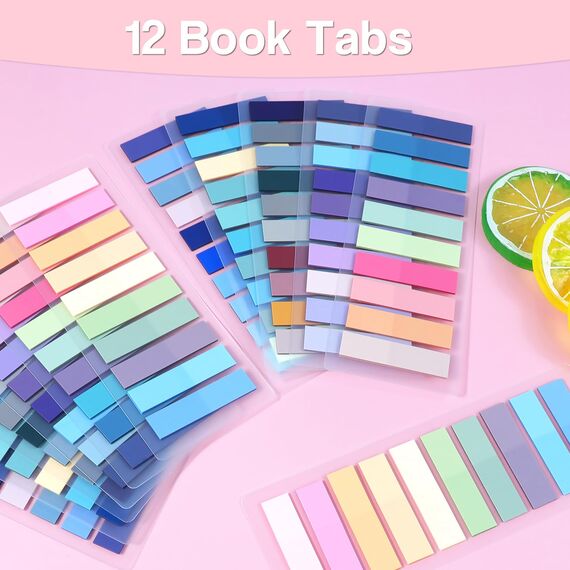 Hanyousheng 2400 Stück Haftstreifen, 12 Stile Haftnotizen, Mehrfarbig Klebezettel, Sticky Notes Aesthetic, Klebezettel Klein, Haftnotizen Klebezettel, Seitenmarker für Seitenmarkierung Lesezeichen