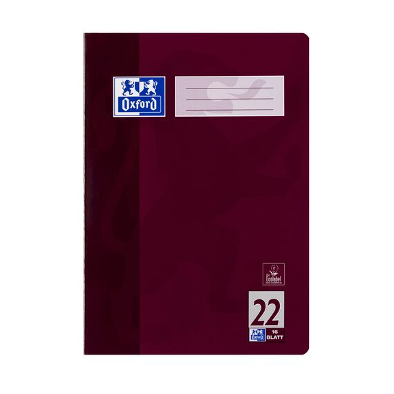 Oxford Schulheft A4, 16 Blatt, Lineatur 22, kariert, 15 Stück