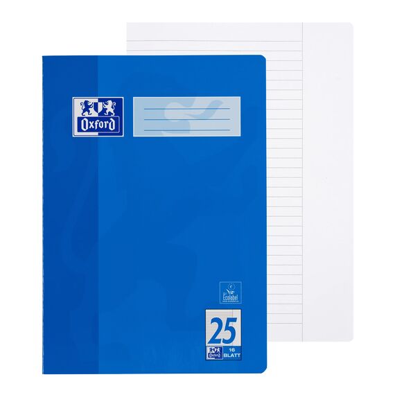 Oxford Schulheft A4, 16 Blatt, Lineatur 25, liniert, 15 Stück