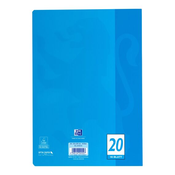 Oxford Schulheft A4, 16 Blatt, Lineatur 20, blanko, 15 Stück