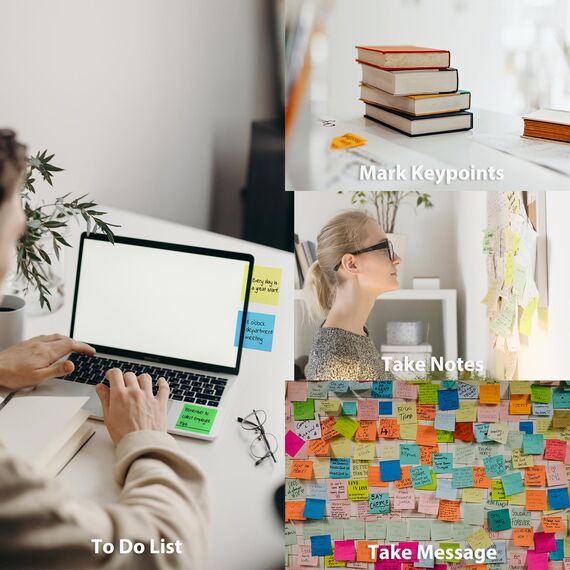 (16 Pads) Sticky Notes, 3x3 inches, Self-Sticky Note Pads Multi Colors, School Supplies Office Products, Writing Memo for Holiday Shop, Teacher Appreciation Xmas Gift and Daily Life Organization