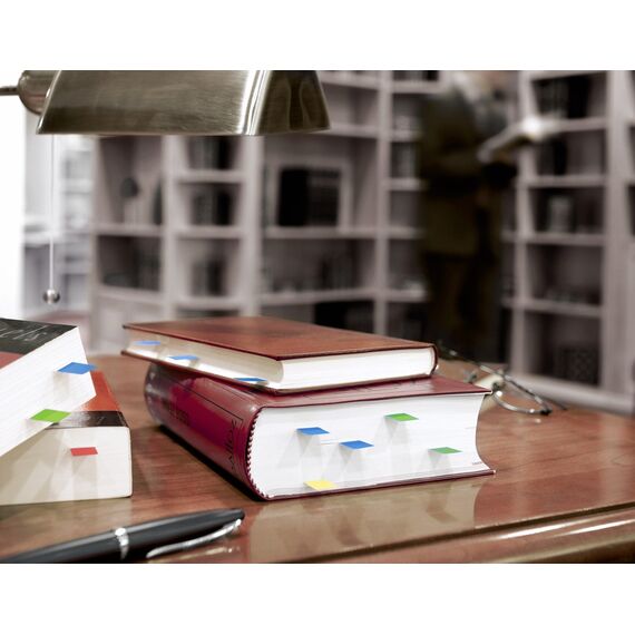 Post-it Index Flags schmal, Packung mit 4 Spendern, 35 Blatt pro Spender, 11, 9 mm x 43, 2 mm, Gelb, Rot, Grün, Blau - Zum Markieren, Hervorheben oder Farbcodieren wichtiger Informationen