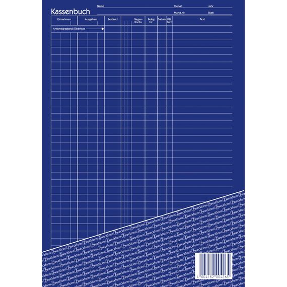 AVERY Zweckform 426 Kassenbuch (A4, 100 Blatt, 1 Blatt Blaupapier, nach Steuerschiene 300, EDV-gerechte Datenerfassung, von Rechtsexperten geprüft, für DE, ordnungsgemäße Buchführung) weiß
