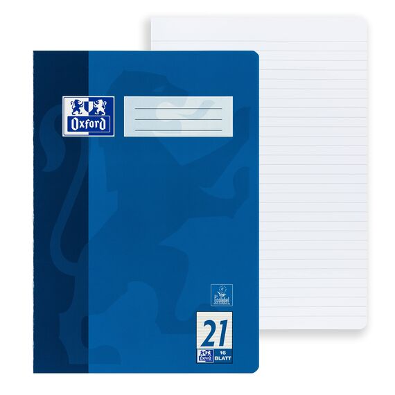 Oxford Schulheft A4, 16 Blatt, Lineatur 21, liniert, 15 Stück