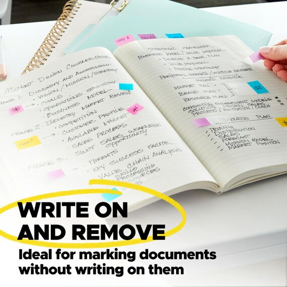 Post-it Index Flags Schmal, Packung mit 4 Spendern, 35 Blatt pro Spender, 11, 9 mm x 43, 2 mm, Gelb, Lila, Pink, Blau - Zum Markieren, Hervorheben oder Farbcodieren wichtiger Informationen