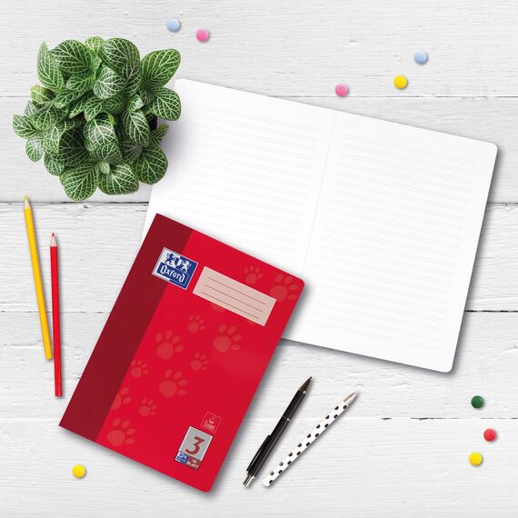 Oxford Schulheft A4, 16 Blatt, Lineatur 3, liniert, 15 Stück