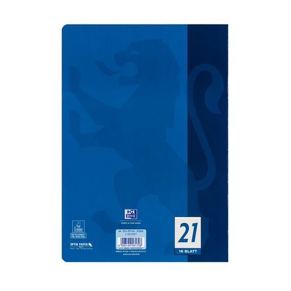 Oxford Schulheft A4, 16 Blatt, Lineatur 21, liniert, 15 Stück