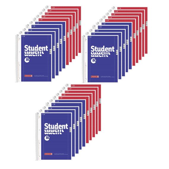 Brunnen 15 Collegeblöcke Student A4 Lineatur 27, liniert 80 Blatt + 15 Collegeblöcke Student A4 Lineatur 28 kariert, 80 Blatt weiß (30 Blöcke)