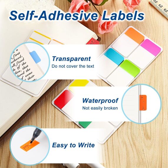 Hanyousheng 560 Stück Haftstreifen, 16 Farben Seitenmarker, Page Markers, Seitenmarker Selbstklebend, Kleberegisterkarten, Tabs Klebezettel für Bücher, Tagebuch, Ordner, Dokumente (2.5 x 4cm)
