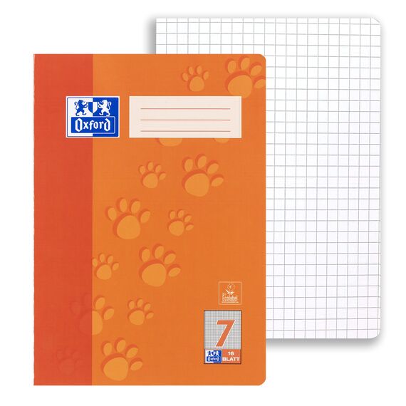 Oxford Schulheft A4, 16 Blatt, Lineatur 7, kariert, 15 Stück