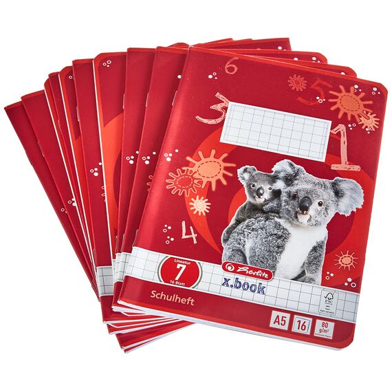 herlitz Schulheft x.book A5, Lineatur 7, 1. und 2. Klasse, 16 Blatt, 10 Stück