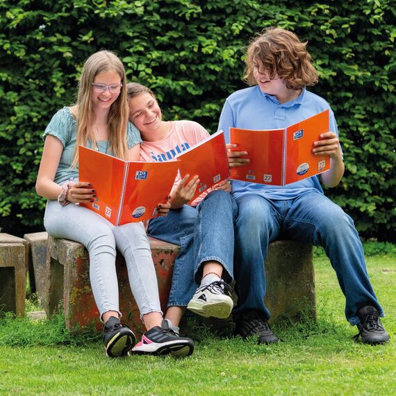 Oxford Collegeblock A4 liniert, mit Doppelrand, 80 Blatt, orange, 10 Stück