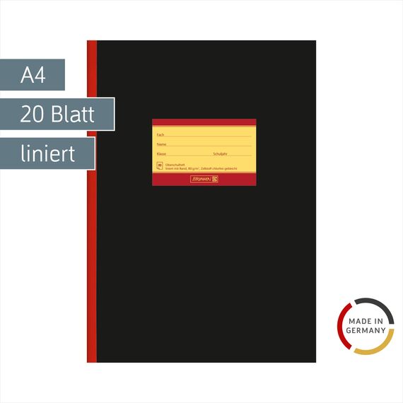 BRUNNEN Oberschulheft | A4, Lineatur 25, 20 Blatt, schwarz