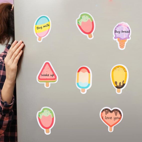 24 Paket Haftnotizen Kinder, 720 Blatt Sticky Notes, Süße Eiscreme Haftnotizzettel, Kleine Haftnotizblock, Klebezettel Büronotizen für Sommerferien Geschenk Lehrer Kollegen Party Taschen Füller