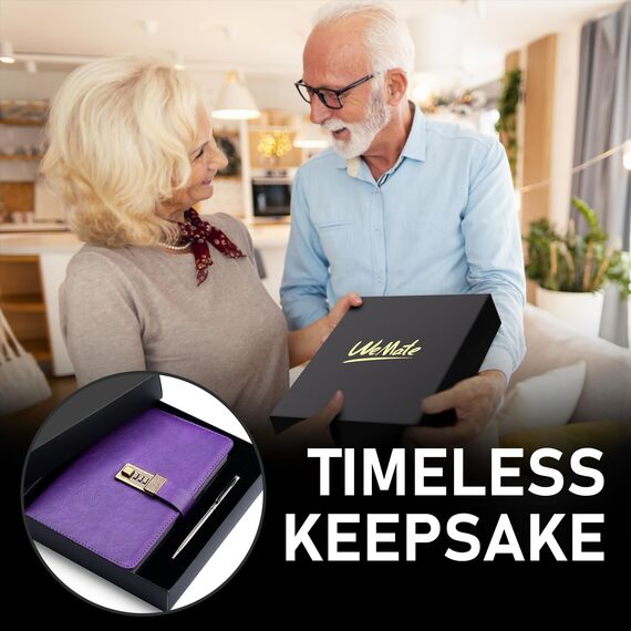 WEMATE Tagebuch mit Schloss, A5 PU-Leder-Tagebuch, 240 Seiten, Vintage, passwortgeschütztes Notizbuch mit Stift und Geschenkbox, Planer, Organizer für Damen und Herren, 21,8 x 14,7 cm