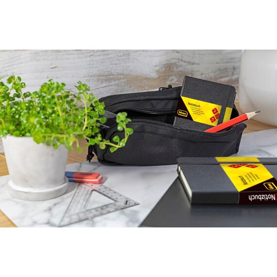 Idena 209283 - Notizbuch DIN A7, kariert, Papier cremefarben, 192 Seiten, 80 g/m², Hardcover in Schwarz