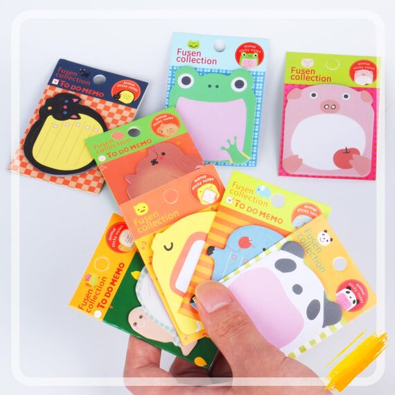 Bunt Cartoon Tiere Haftnotizen, 24 Paket Süße Sticky Notes, Selbstklebende Haftnotizzettel, Klein Büronotizen für Party Taschen Füller Kinder Geschenke, Büro Schule Haus Kühlschrank