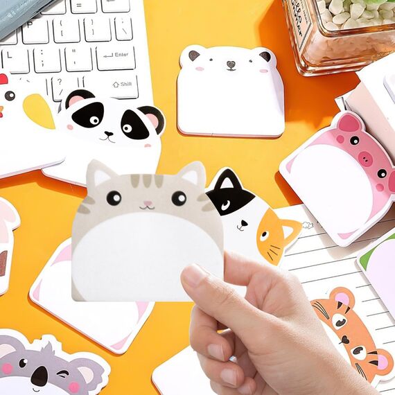 24 Paket Bunt Cartoon Tiere Haftnotizen Klebezettel, Sticky Notes, Selbstklebende Haftnotizzettel, Süße Klein Büronotizen für Büro Schule Haus, Party Kindergeburtstag Gastgeschenke