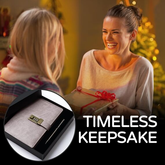 WEMATE Tagebuch mit Schloss, A5 PU Leder Journal mit Schloss 240 Seiten, Vintage Lock Journal mit Stift & Geschenkbox, abschließbares Tagebuch für Frauen & Männer, 8.6x5.8in Rosa