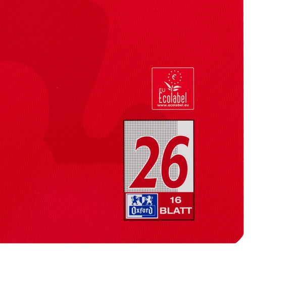 Oxford Schulheft A4, 16 Blatt, Lineatur 26, kariert mit Rand, 15 Stück
