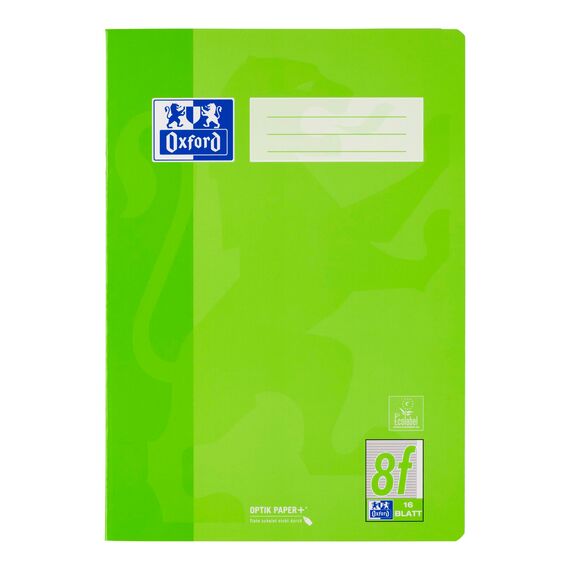 Oxford Schulheft A4, 16 Blatt, Lineatur 8f rautiert mit Rand rechts, 15 Stück