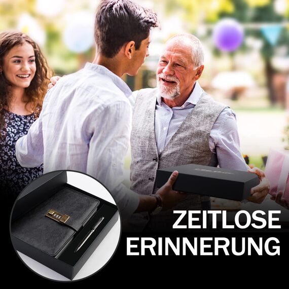 WEMATE Tagebuch mit Schloss, A5 PU Leder Journal mit Schloss 240 Seiten, Vintage Lock Journal mit Stift & Geschenkbox, abschließbares Tagebuch für Frauen & Männer, 8.6x5.8in (Schwarz)