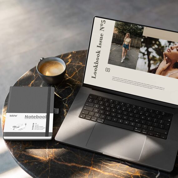 Mlife A6 Klein Journal Notizbuch, 192 Seiten, A6 Notizbücher Mini Hardcover mit elastischem Verschlussband und Falttasche (Grau)