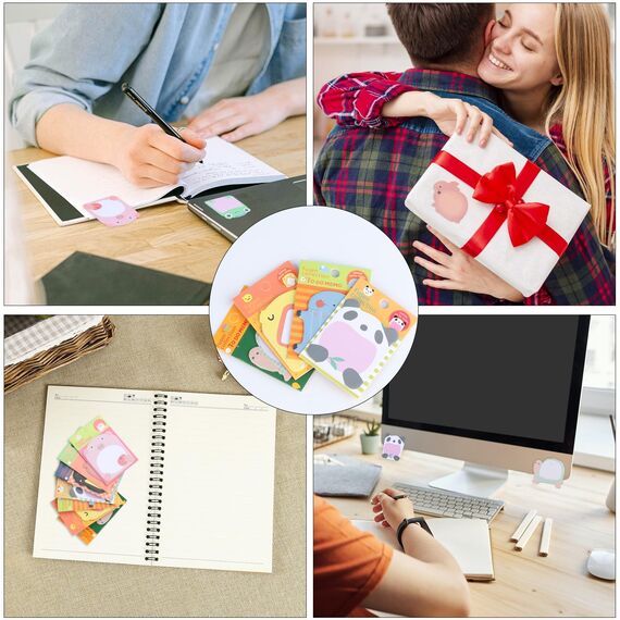 Bunt Cartoon Tiere Haftnotizen, 24 Paket Süße Sticky Notes, Selbstklebende Haftnotizzettel, Klein Büronotizen für Party Taschen Füller Kinder Geschenke, Büro Schule Haus Kühlschrank