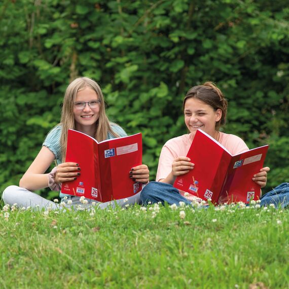 Oxford Schulheft A4, 16 Blatt, Lineatur 26, kariert mit Rand, 15 Stück