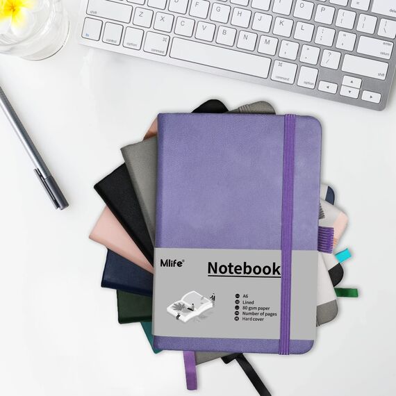 Mlife 3 Pack A6 Klein Journal Notizbuch, 192 Seiten, A6 Notizbücher Mini Hardcover mit elastischem Verschlussband und Falttasche (Rosa)…