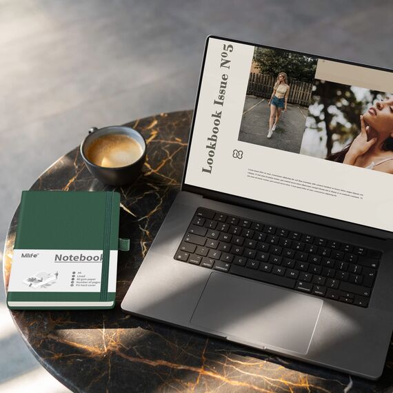 Mlife A6 Klein Journal Notizbuch, 192 Seiten, A6 Notizbücher Mini Hardcover mit elastischem Verschlussband und Falttasche (Grün)