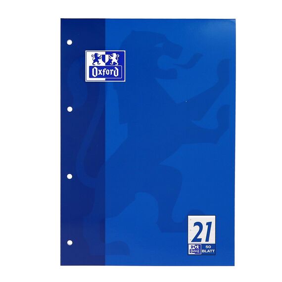 Oxford Schule Schulblock A4 liniert, Lineatur 21, 50 Blatt, kopfgeleimt, 5 Stück