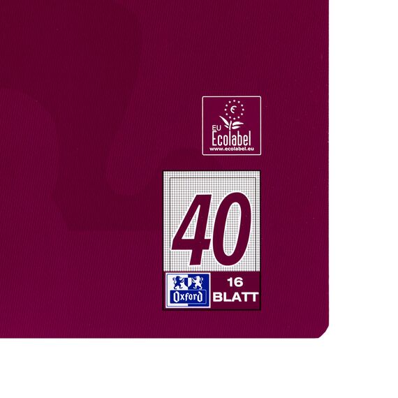 Oxford Schulheft A4, 16 Blatt, Lineatur 40, kariert mit Rahmen, 15 Stück