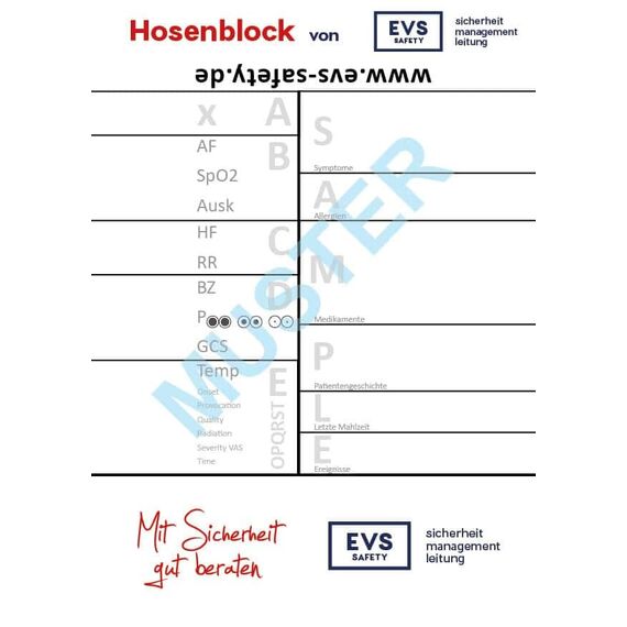 10x Hosenblock für den Rettungsdienst mit ABCDE-Schema – Kompakte Blöcke im DIN A6-Format | Klar strukturiert für schnelle Dokumentation | Paket mit 10 Blöcken | Ideal für Notfalleinsätze