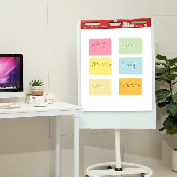 6 X 8 in Creative Extra Large Sticky Giant Pads, 6 brillante Farben sortiert, 203 mm x 152 mm, 50 Blatt/Pad, 6 Blöcke für Entwürfe, Präsentationen, Workshops, selbstklebende Organisationsmittel