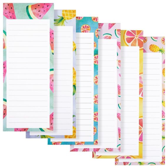 Magnetische Notizblöcke von Juvale (6 Stück) - Magnetische Rückseite - Als To-Do-Liste, Einkaufszettel, Erinnerungshilfe - Liniert - 6 Farbenfrohe Obst-Motive - 60 Blatt/Block - 8,9 cm x 22,9 cm