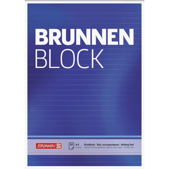 Brunnen Baier & Schneider 1052757 Briefblock/Schreibblock Block (A4, liniert, 50 Blatt, 70 g/m², 2-fach gelocht) (Packung mit 2)