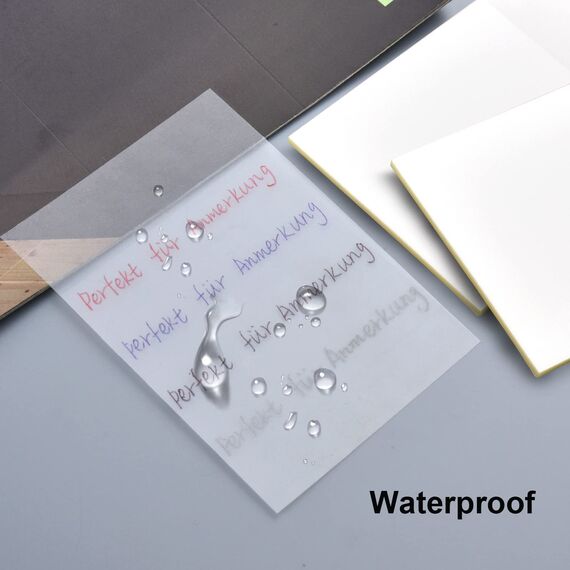 150 Blätter Transparente Haftnotizen, Wasserdichte Selbstklebendes Sticky Notes, Wiederbeschreibbare Notizzettel für Schule/Büro/Hause, Tolles Büromaterial für Studenten und Mitarbeiter (75x75 mm)