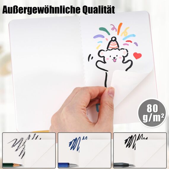 Koogel 24 Stück Klein Notizblock Blanko, A6 Notizbuch Journal Tagebuch Notizblöcke Schulhefte 14cm x 9cm Notizbücher mit Kraftpapier-Einband 12 Farben