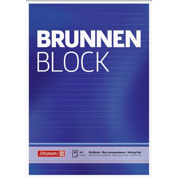 Brunnen Baier & Schneider Brunnen 1052757 Briefblock / Schreibblock / Der Brunnen Block (A4, liniert, 50 Blatt, 70 g/m², 4-fach gelocht)