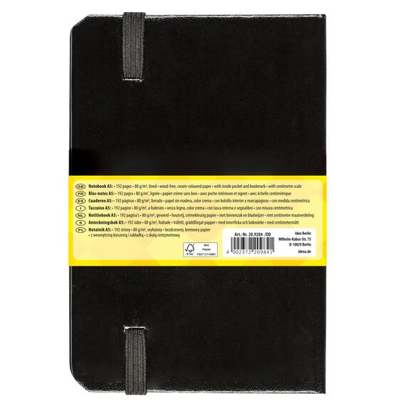 Idena 209284 - Notizbuch DIN A5, 192 Seiten, 80 g/m², liniert, schwarz