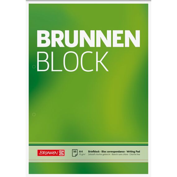Brunnen 1052756 Briefblock / Schreibblock / Der Brunnen Block (A4, blanko, 50 Blatt, 70 g/m², 4-fach gelocht)
