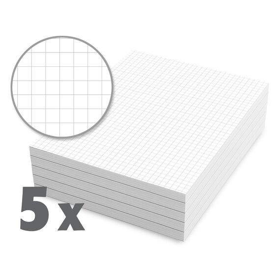 Notizblöcke DIN A5 kariert, 10er Pack, 50 Blatt je Block, 80 g/m² Offset weiß, notizblock24