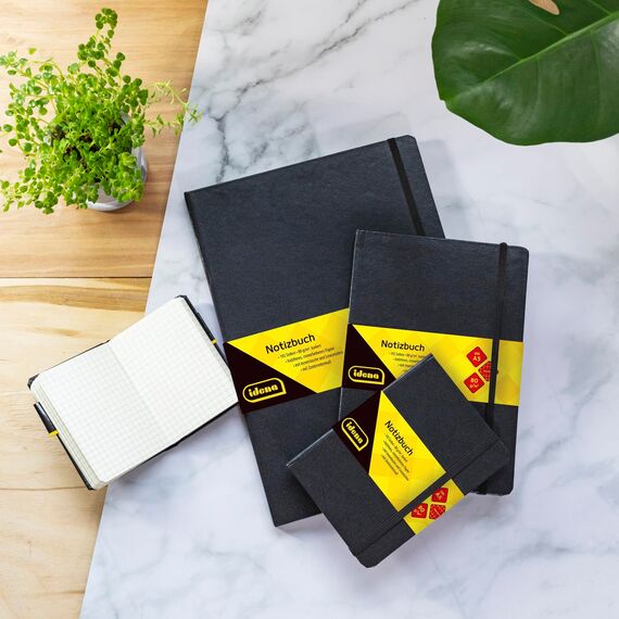 Idena 209284 - Notizbuch DIN A5, 192 Seiten, 80 g/m², liniert, schwarz