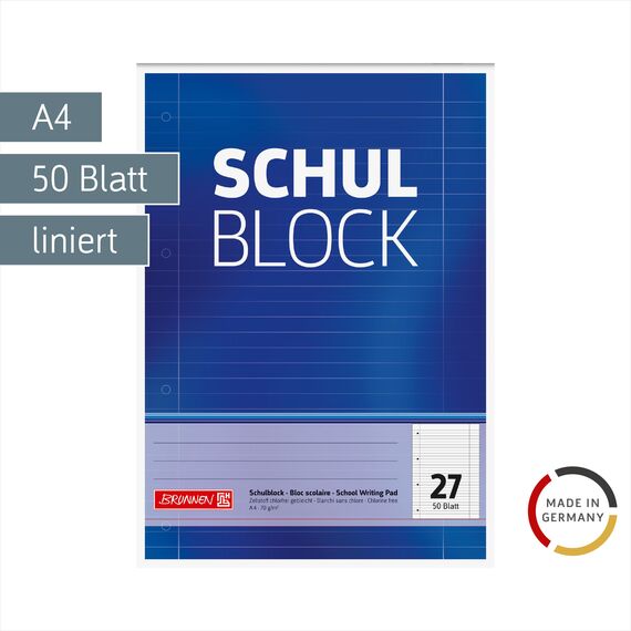 Brunnen Schulblock A4 Lin27 50Bl, 1 stück (1er Pack)