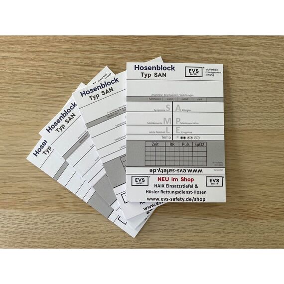 10x Hosenblock für den Rettungsdienst mit ABCDE-Schema – Kompakte Blöcke im DIN A6-Format | Klar strukturiert für schnelle Dokumentation | Paket mit 10 Blöcken | Ideal für Notfalleinsätze