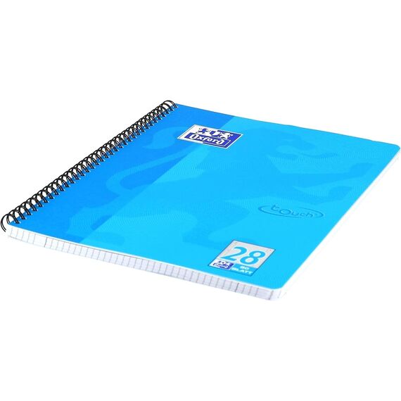 Oxford TOUCH A4+ Collegeblock, 80 Blatt, OPTIK PAPER+®, Doppelspirale, Mikroperforation, scribzee kompatibel (meerblau | kariert)