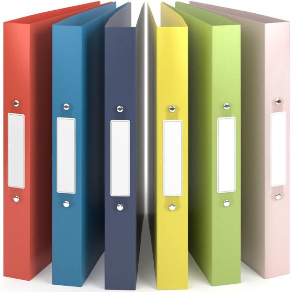 ACROPAQ - 6 x Ringbuch A4 - Mit 2 Ringen, Mit Rückenetiketten, Rückenbreite 3,5 cm, Sommer, Natur Farbkollektion - Ringhefter, Ringordner, Ordner A4 Schmal, Ringmappe A4, Schulordner