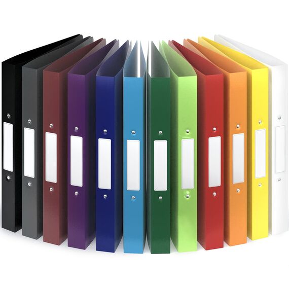 ACROPAQ - 12 x Ringbuch A4 - Mit 2 Ringen, Mit Rückenetiketten, Rückenbreite 3,5 cm, Farbbogen, Natur Farbkollektion - Ringhefter, Ringordner, Ordner A4 Schmal, Ringmappe A4, Schulordner