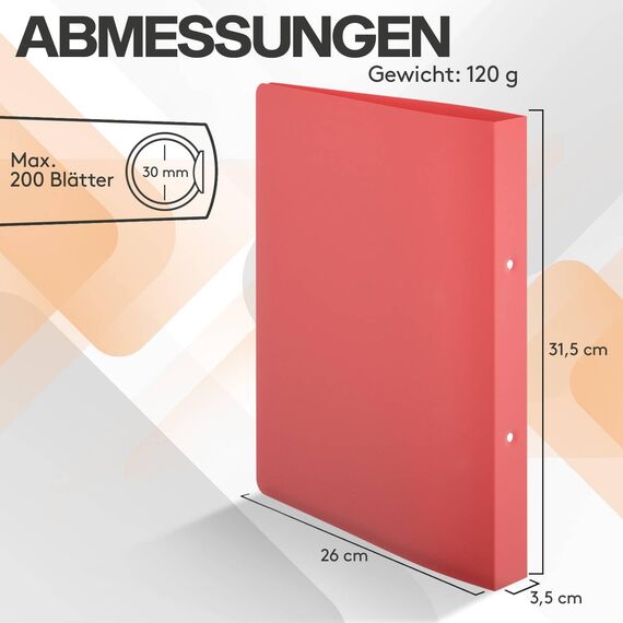 ACROPAQ - 6 x Ringbuch A4 - Mit 2 Ringen, Mit Rückenetiketten, Rückenbreite 3,5 cm, Sommer, Natur Farbkollektion - Ringhefter, Ringordner, Ordner A4 Schmal, Ringmappe A4, Schulordner
